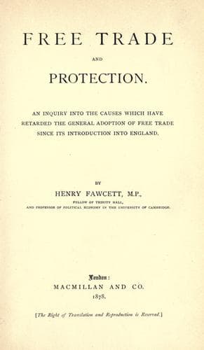 Tapa de Free trade and protection.