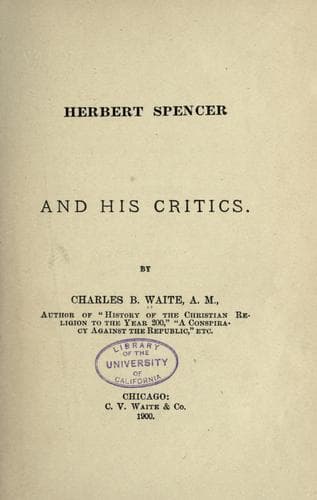 Tapa de Herbert Spencer and his critics
