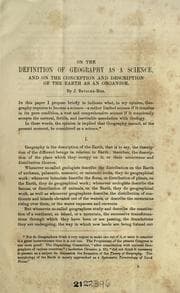 Tapa de On the definition of geography as a science, and on the conception and description of the earth as an organism