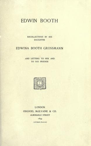 Tapa de Edwin Booth