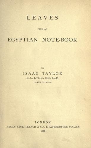 Tapa de Leaves from an Egyptian Note-book
