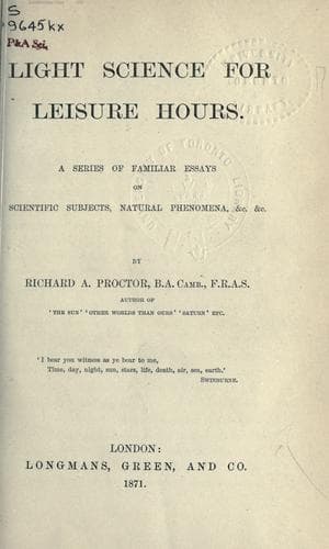 Tapa de Light science for leisure hours