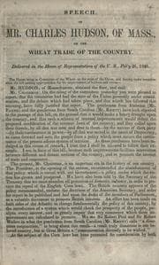 Tapa de Speech of Mr. Charles Hudson, of Mass., on the wheat trade of the country
