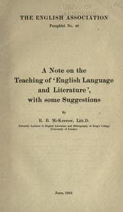 Tapa de A note on the teaching of "English language and literature", with some suggestions