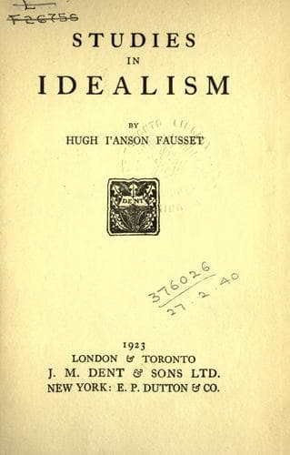 Tapa de Studies in idealism