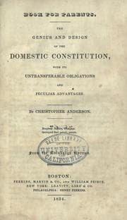 Tapa de The genius and design of the domestic constitution
