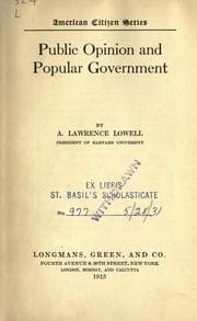 Tapa de Public opinion and popular government