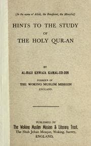 Tapa de Hints to the study of the Holy Qur-an by Al Hajj Khwaja Kamal-ud-Din