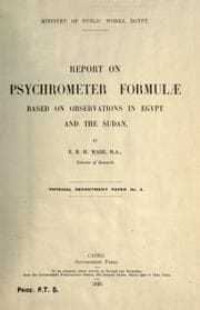 Tapa de Report on psychrometer formulae based on abservations in Egypt and the Sudan