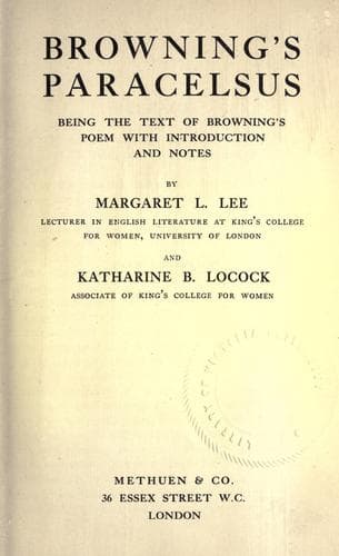 Tapa de Browning's Paracelsus