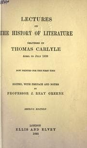 Tapa de Lectures on the history of literature, delivered by Thomas Carlyle, April to July, 1838