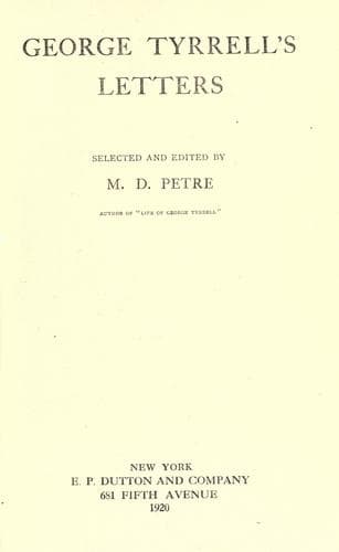 Tapa de George Tyrrell's letters