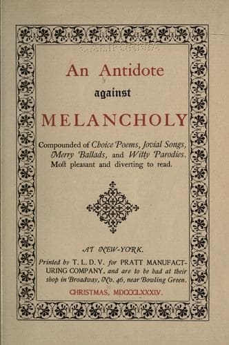 Tapa de An Antidote against melancholy