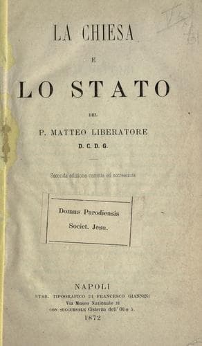 Tapa de La chiesa e lo stato