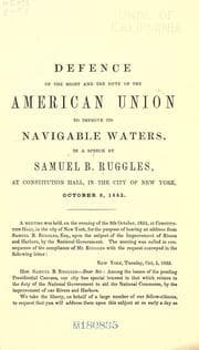 Tapa de Defence of the right and the duty of the American Union to improve its navigable waters
