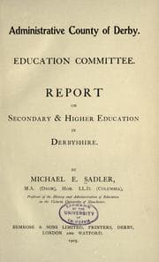 Tapa de Report on secondary & higher education in Derbyshire
