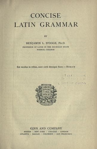 Tapa de Concise Latin grammar