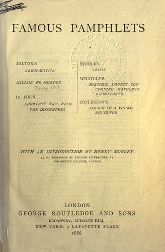 Tapa de Famous pamphlets, with an introd