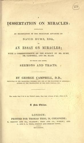 Tapa de A dissertation on miracles