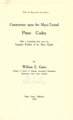Tapa de Commentary upon the Maya-Tzental Perez codex