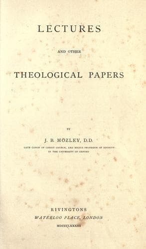 Tapa de Lectures and other theological papers