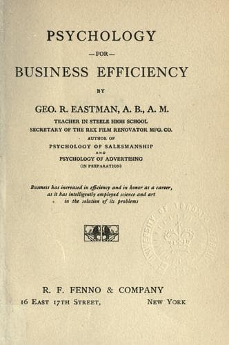 Tapa de Psychology for business efficiency.