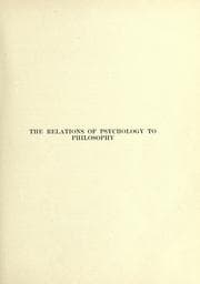 Tapa de The relations of structural and functional psychology to philosophy