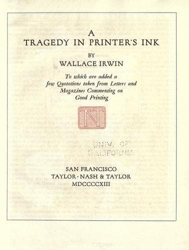 Tapa de A tragedy in printer's ink