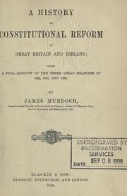 Tapa de A history of constitutional reform in Great Britain and Ireland