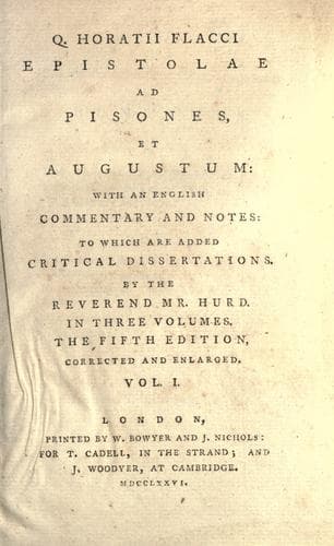 Tapa de Q. Horatii Flacci  Epistolae ad Pisones, et Augustum
