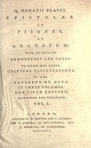 Tapa de Q. Horatii Flacci  Epistolae ad Pisones, et Augustum