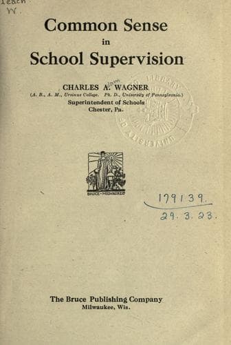 Tapa de Common sense in school supervision