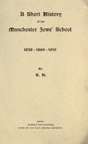 Tapa de A short history of the Manchester Jews' School, 1838-1869-1919