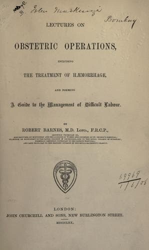 Tapa de Lectures on obstetric operations