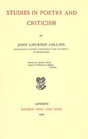 Tapa de Studies in poetry and criticism