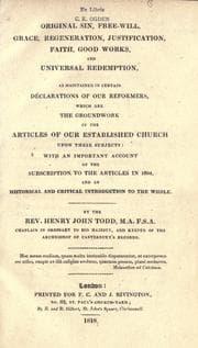Tapa de Original sin, free-will, grace, regeneration, justification, faith, good works, and universal redemption, as maintained in certain declarations of our reformers which are the groundwork of the Articles of our Established Church..