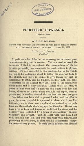 Tapa de Professor Rowland, 1848-1901