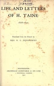 Tapa de Life and letters of H. Taine ..