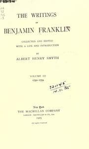 Tapa de The writings of Benjamin Franklin (v. 3, 1750-1759)