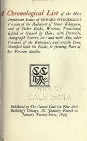Tapa de A chronological list of the more important issues of Edward Fitzgerald's version of the Rubaiyat of Omar Khayyam