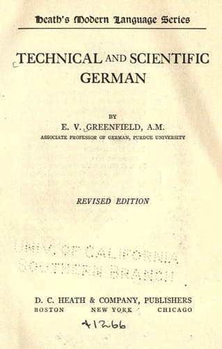 Tapa de Technical and scientific German