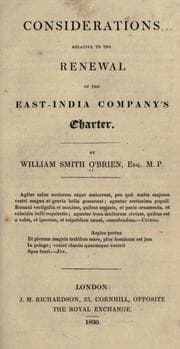 Tapa de Considerations relative to the renewal of the East-India Company's charter