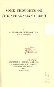 Tapa de Some thoughts on the Athanasian Creed