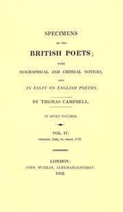 Tapa de Specimens of the British poets