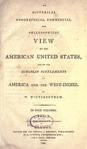 Tapa de An historical, geographical, commercial, and philosophical view of the American United States, and of the European settlements in America and the West-Indies