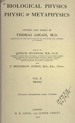 Tapa de Biological physics, physic and metaphysics