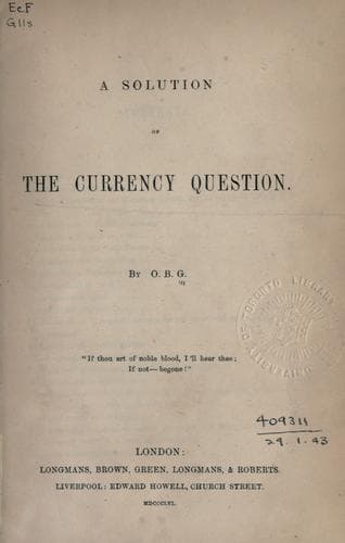 Tapa de A solution of the currency question