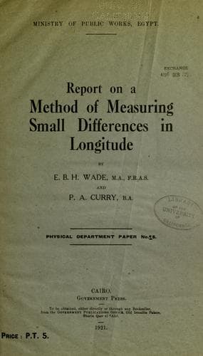 Tapa de Report on a method of measuring small differences in longitude