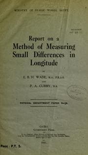 Tapa de Report on a method of measuring small differences in longitude