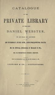 Tapa de Catalogue of the private library of the late Daniel Webster